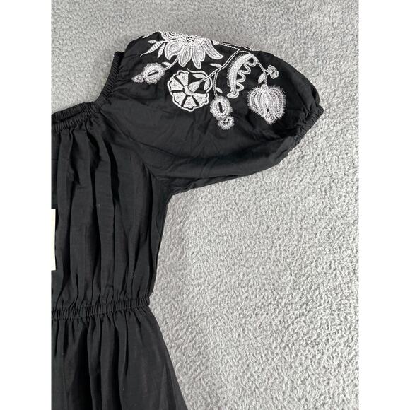 Knox Rose Dress Women XS Black Boho Cottagecore Embroidered Balloon Sleeve NWT - Picture 4 of 13